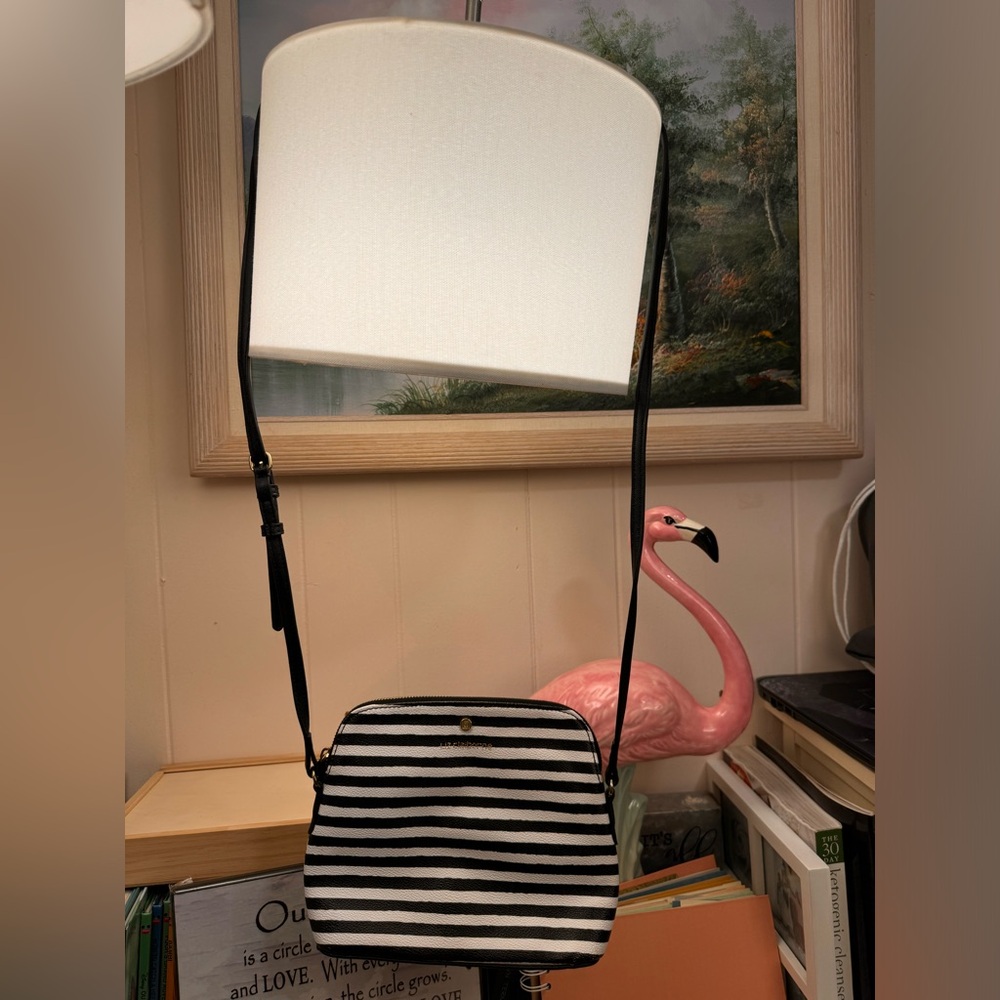 (Sold out) (not for sale) Liz Claiborne, black and white striped Crossbody purse
